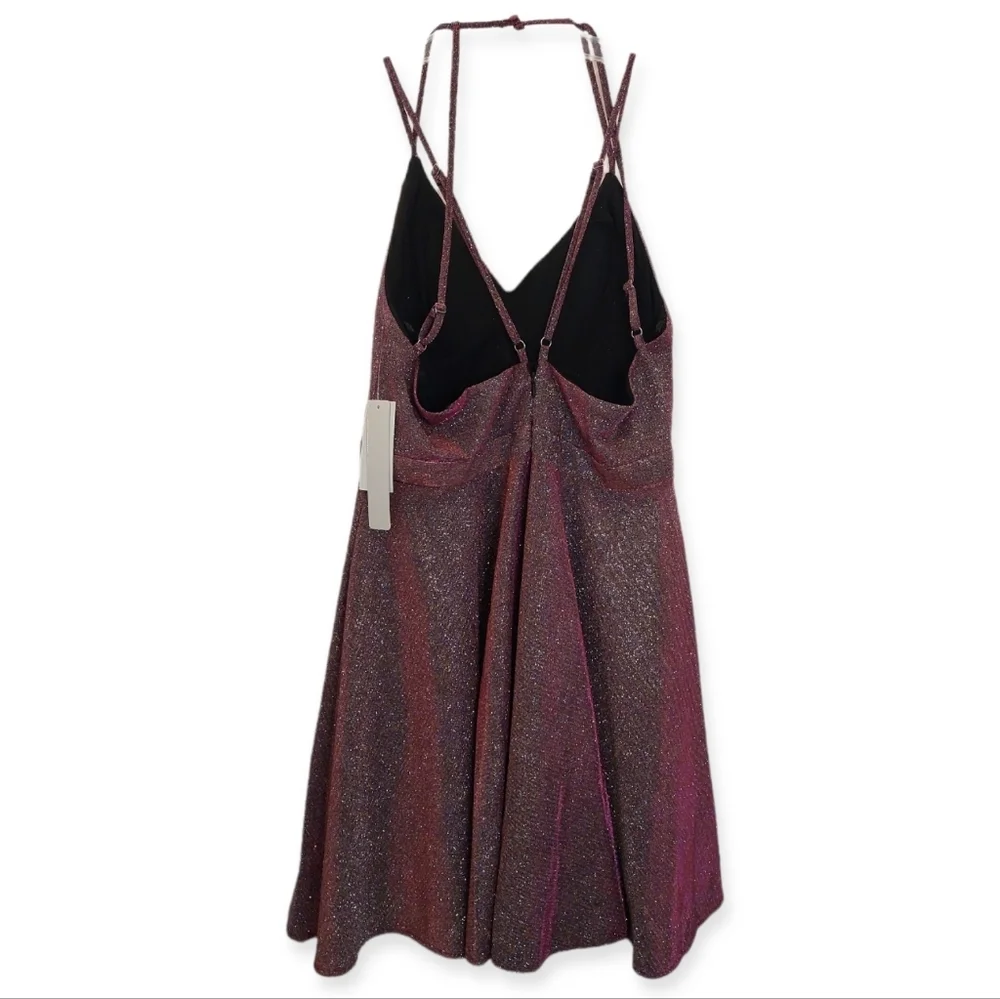 Sequin Hearts Junior's Size 13 Dress Pink Silver Fit Flare Sparkes Prom Wedding